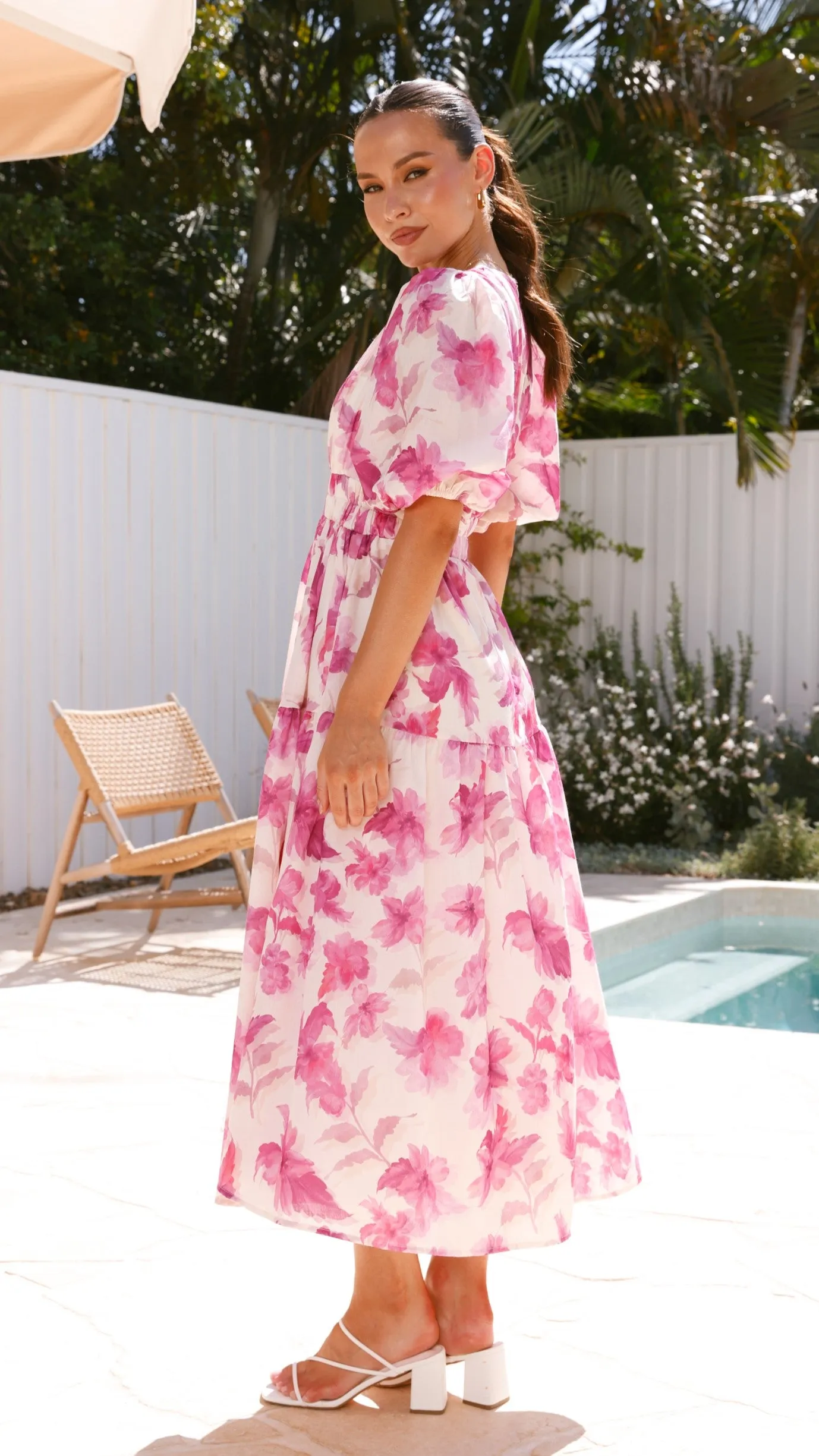 Erin Midi Dress - Pink Floral