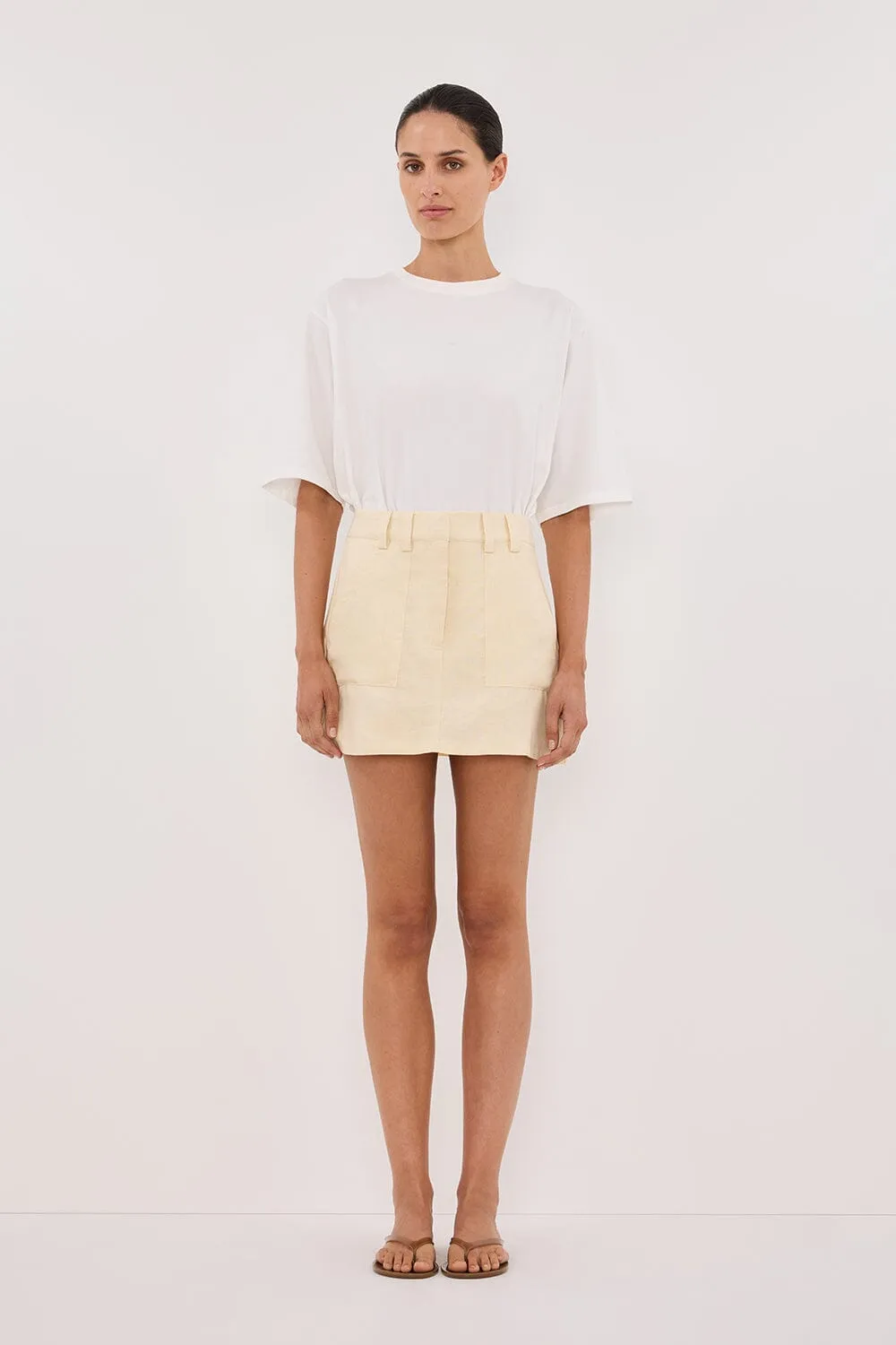 EVA LEMON LINEN SKORT