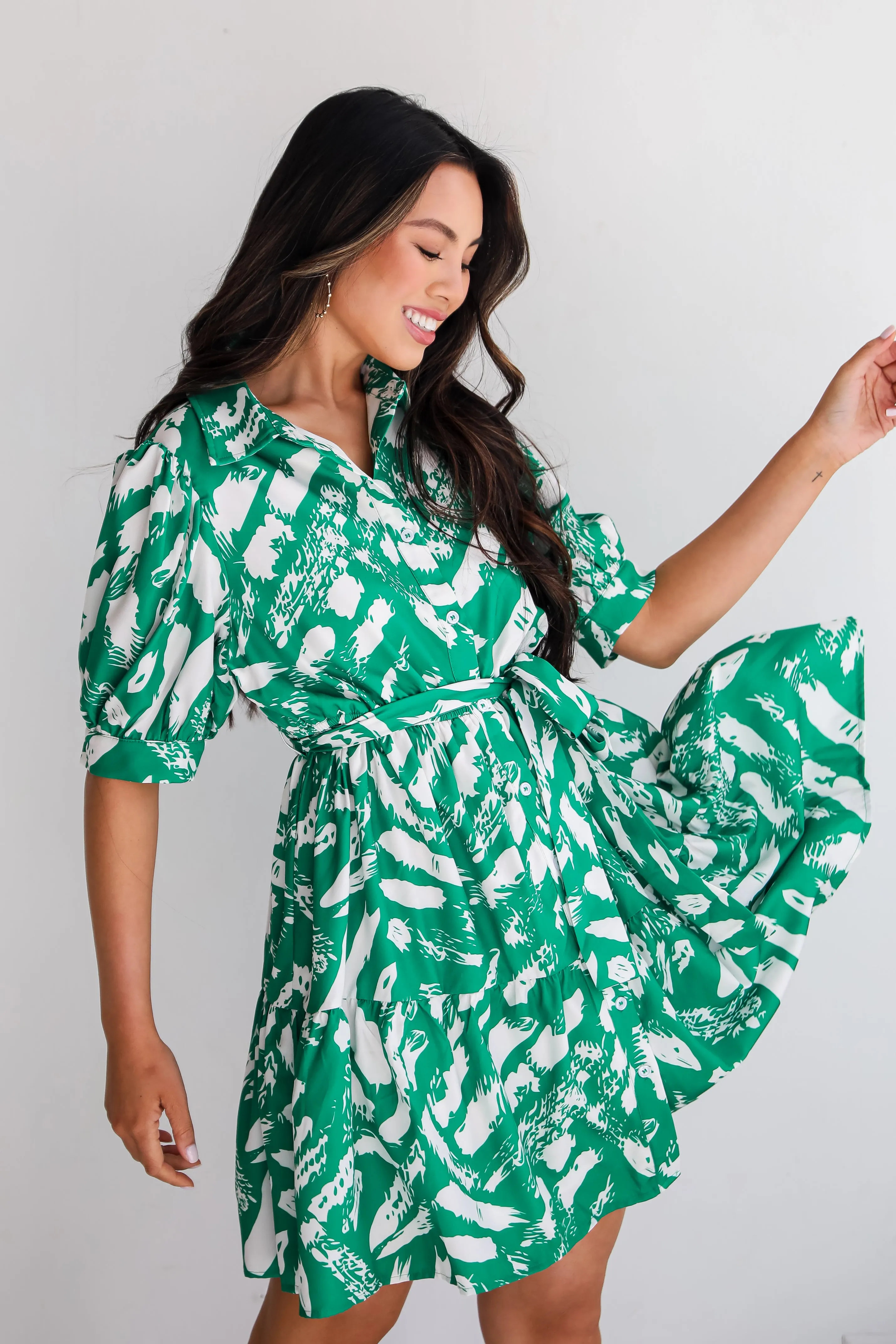 FINAL SALE - Graceful Perfection Kelly Green Mini Dress