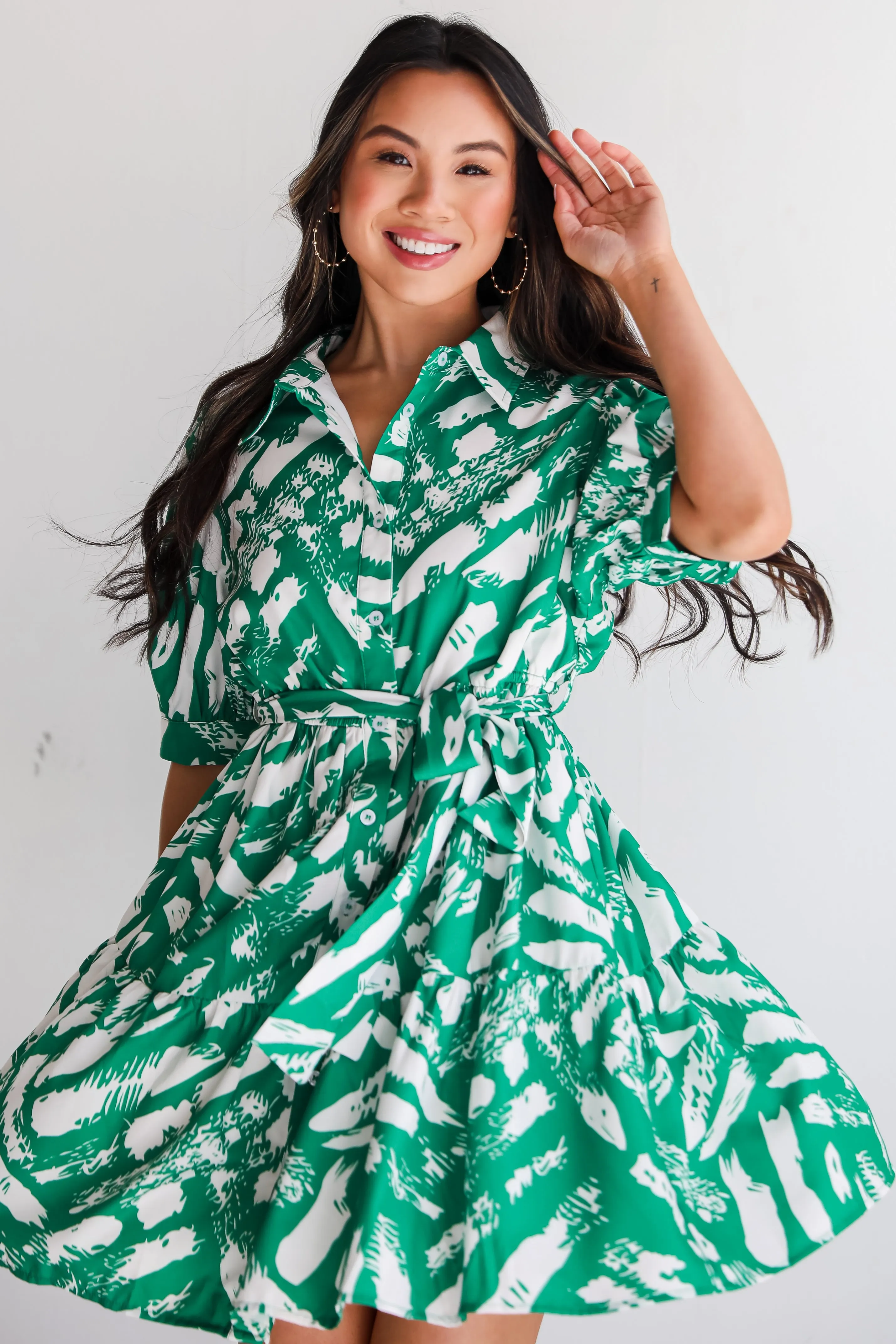 FINAL SALE - Graceful Perfection Kelly Green Mini Dress