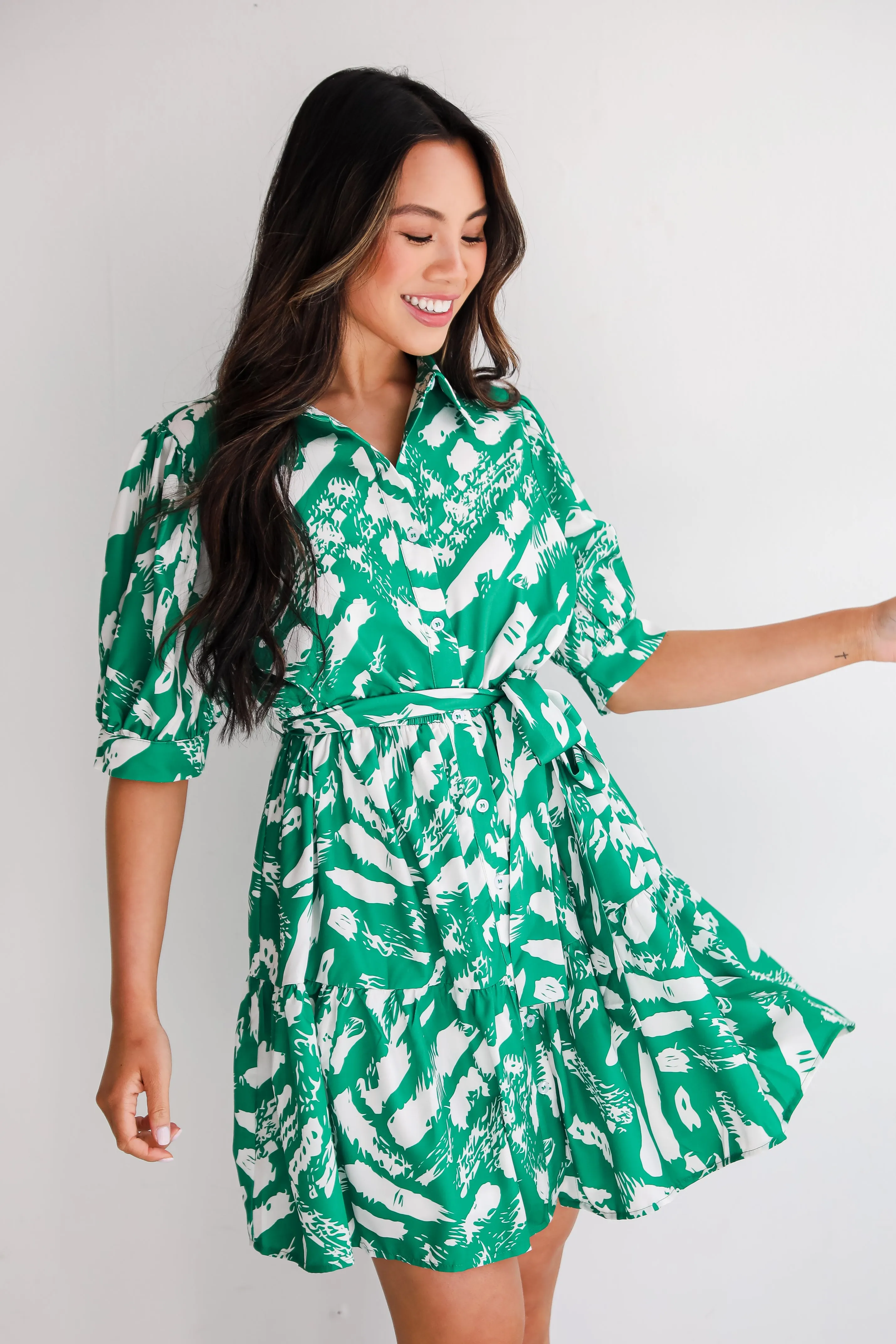 FINAL SALE - Graceful Perfection Kelly Green Mini Dress