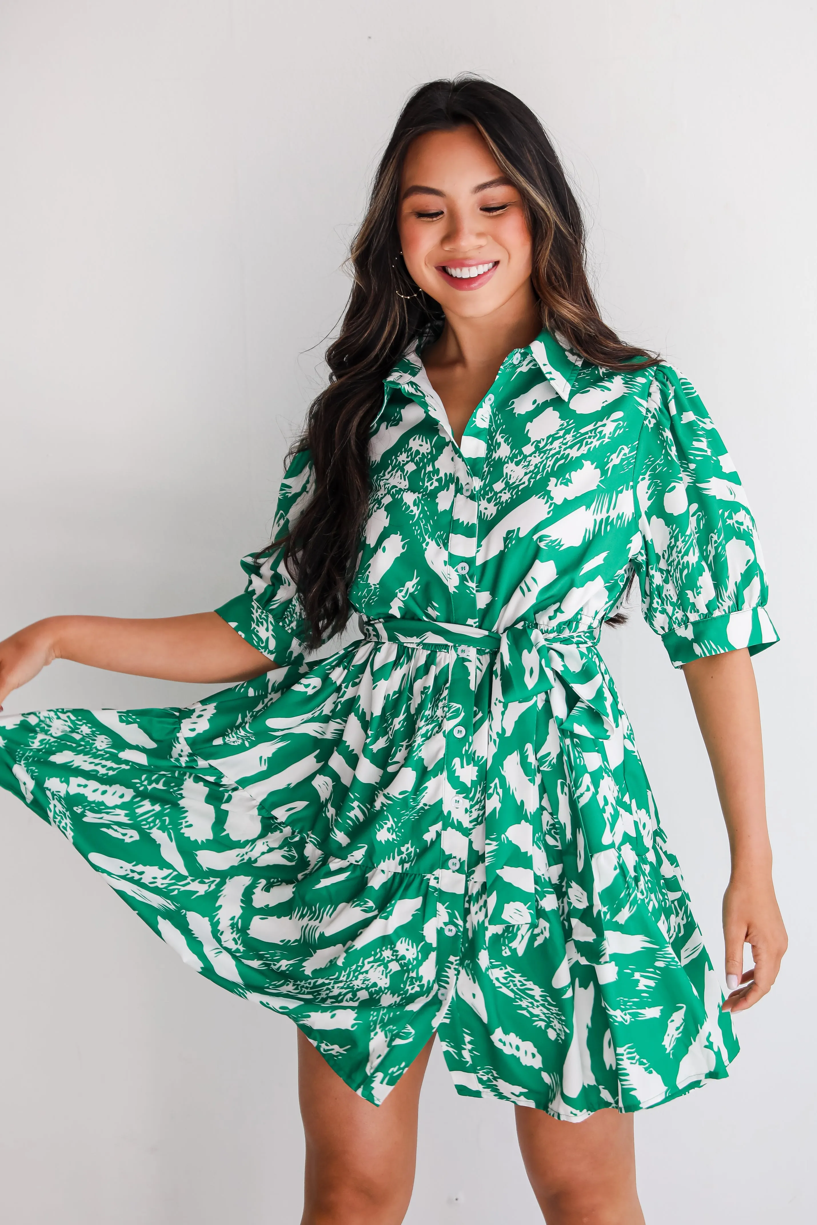 FINAL SALE - Graceful Perfection Kelly Green Mini Dress