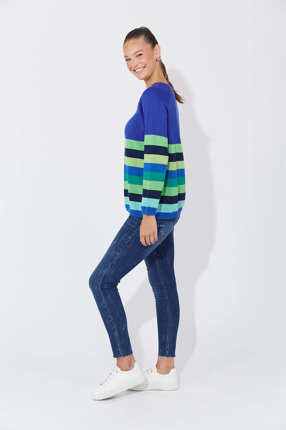Florida Stripe Jumper in Cobalt