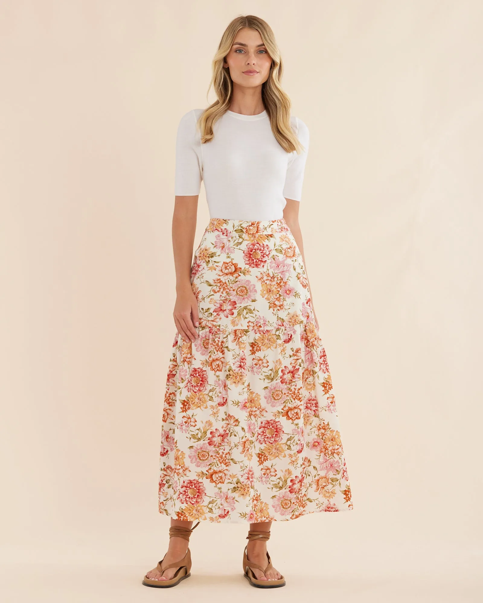 Florine Tiered Midi Skirt