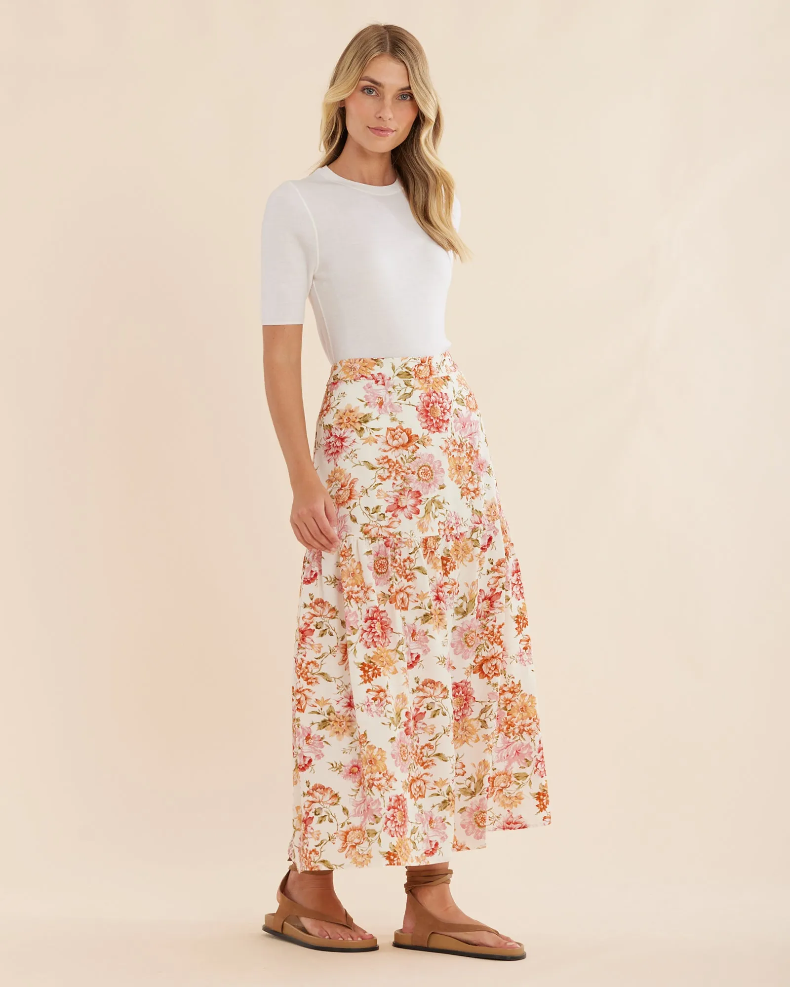 Florine Tiered Midi Skirt