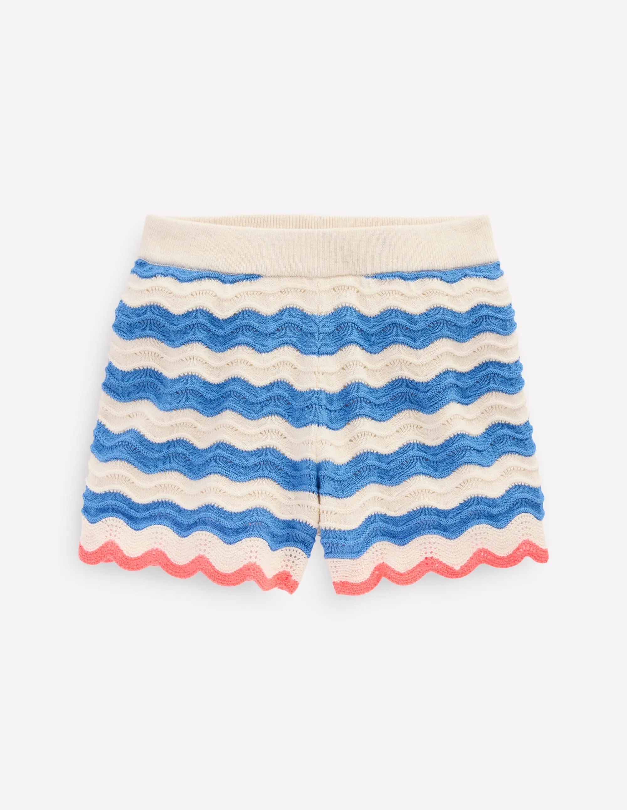 Fun Knitted Shorts-Blue/ivory Stripe