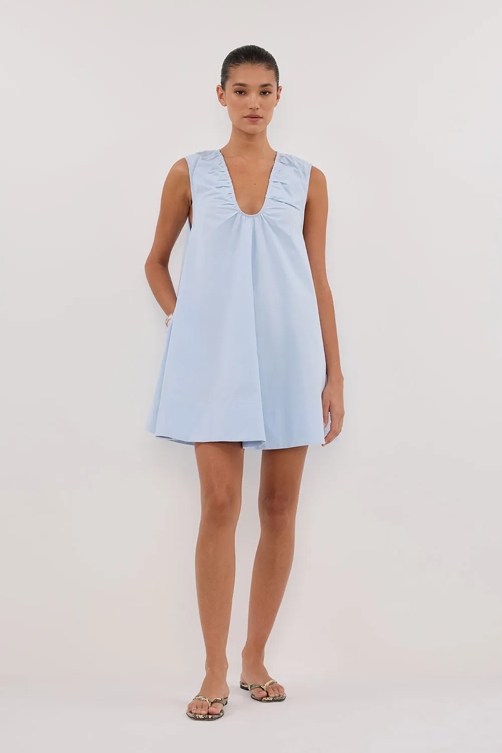 GABBY CORNFLOWER COTTON MINI DRESS
