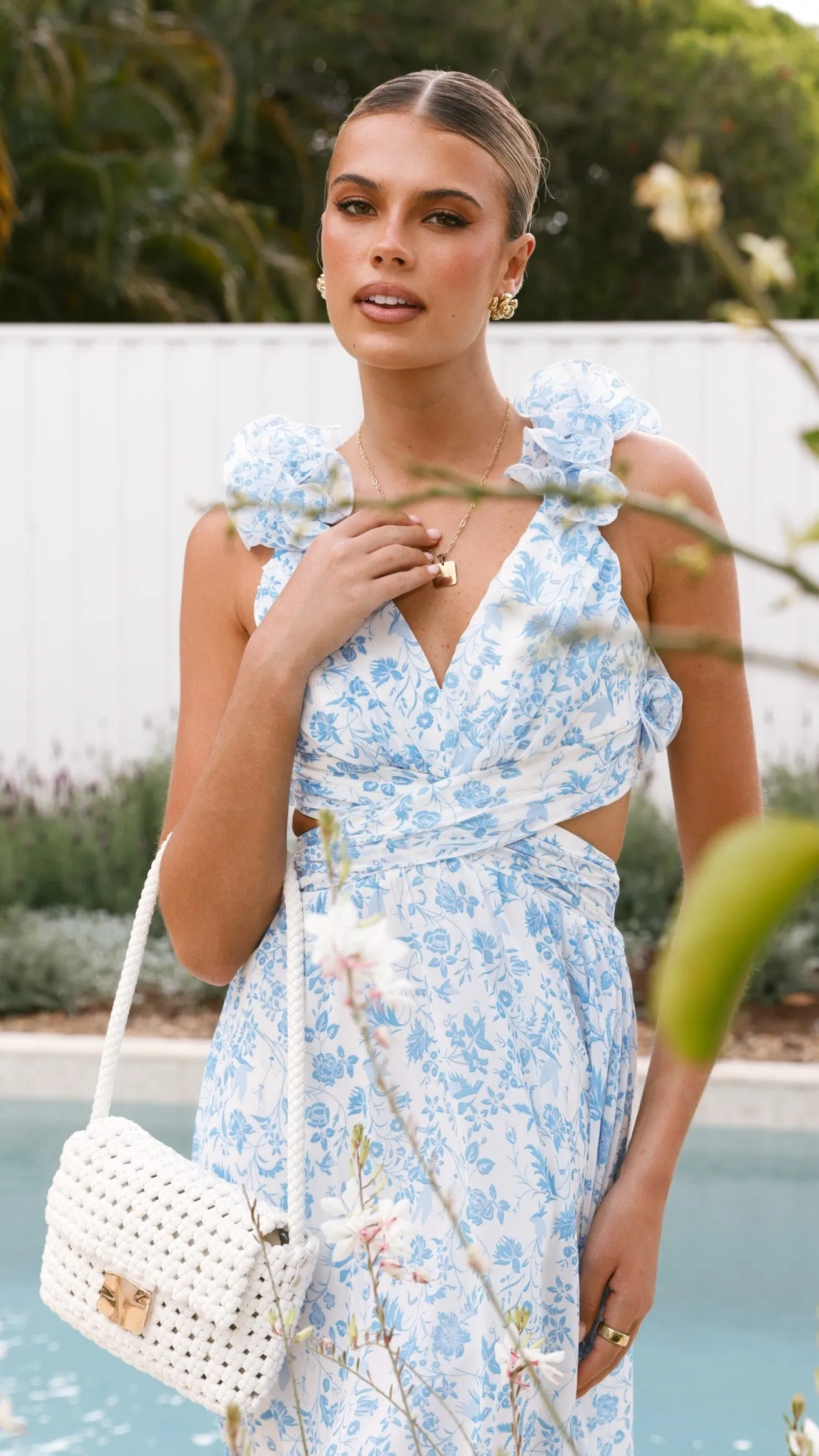Galilhai Maxi Dress - Blue/White
