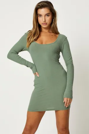 Green Mini Dress Long Sleeve Evening