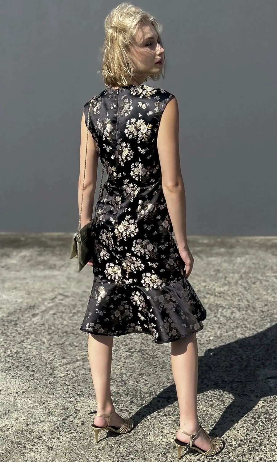 hoss Black Dahlia Silk Satin Dress