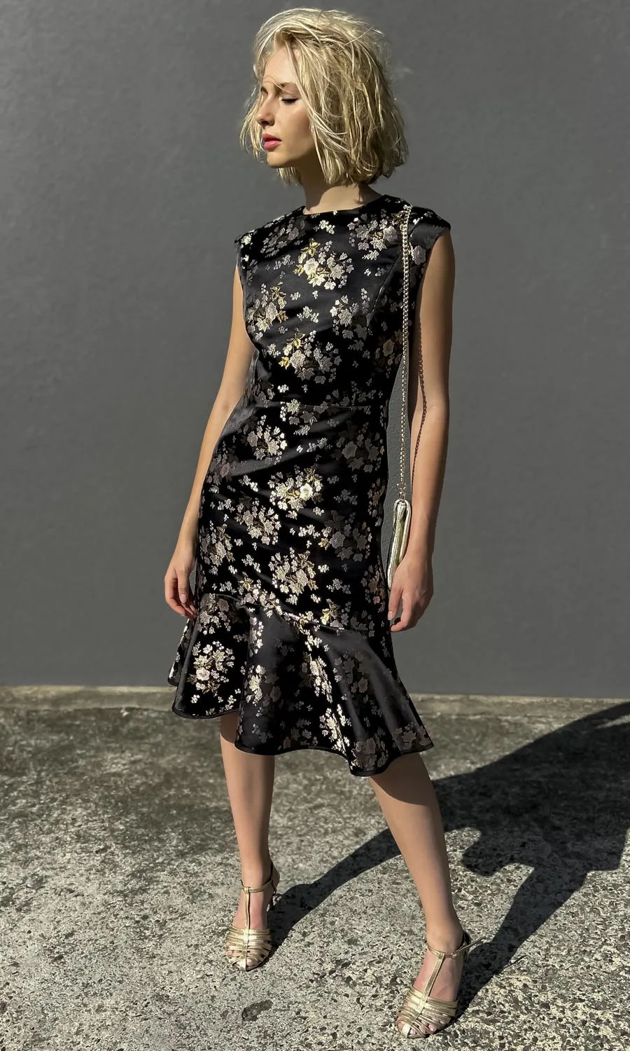hoss Black Dahlia Silk Satin Dress