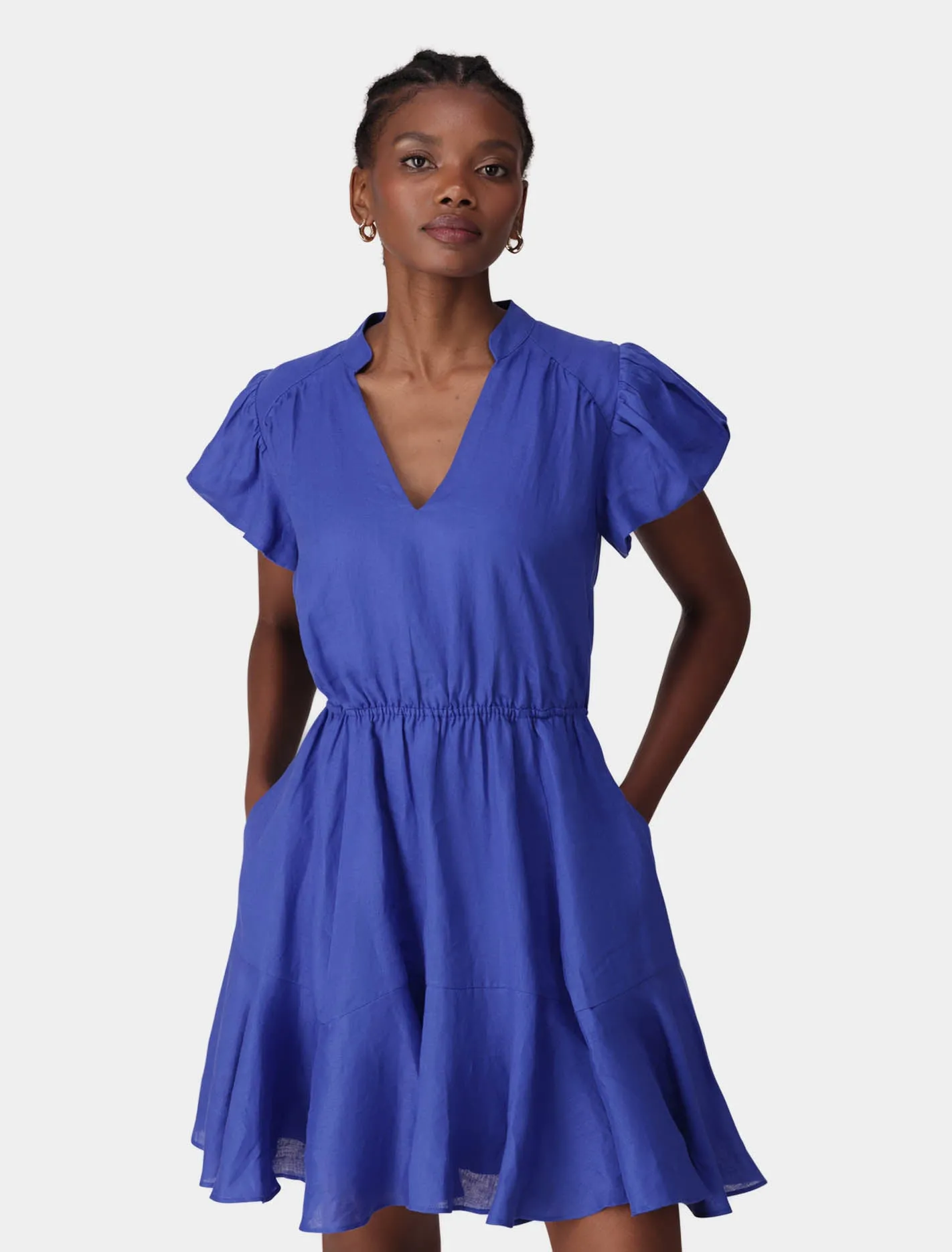 Isabella Puff Sleeve Linen Mini Dress