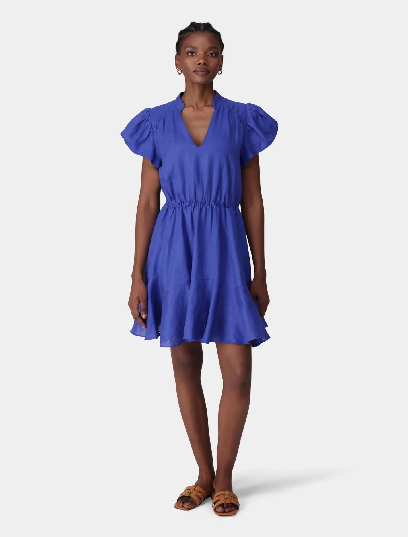 Isabella Puff Sleeve Linen Mini Dress