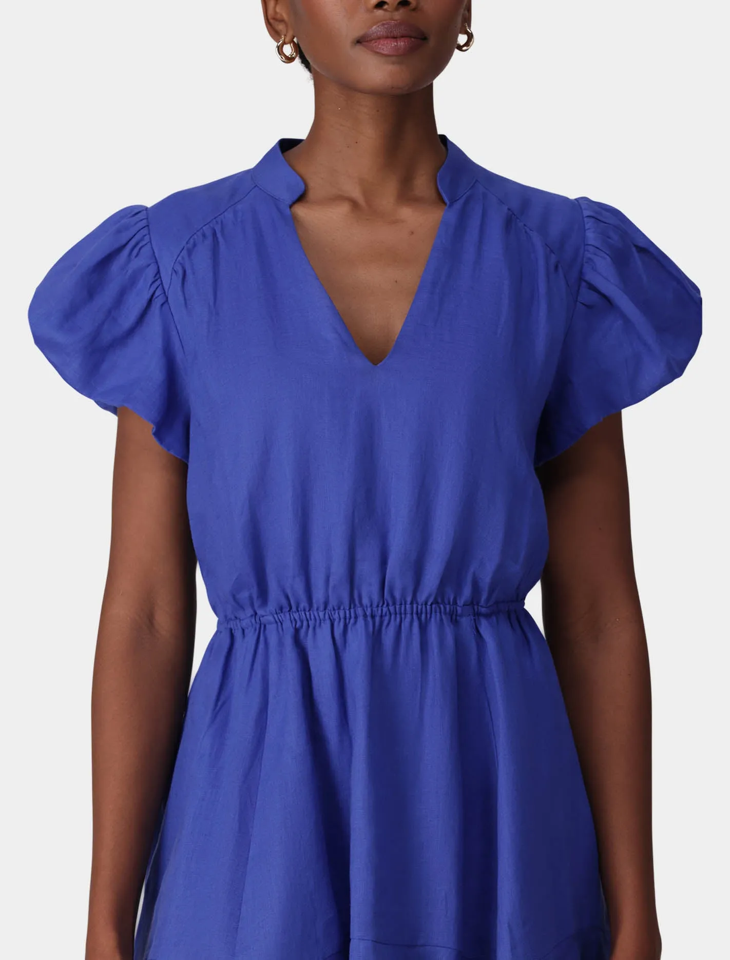 Isabella Puff Sleeve Linen Mini Dress