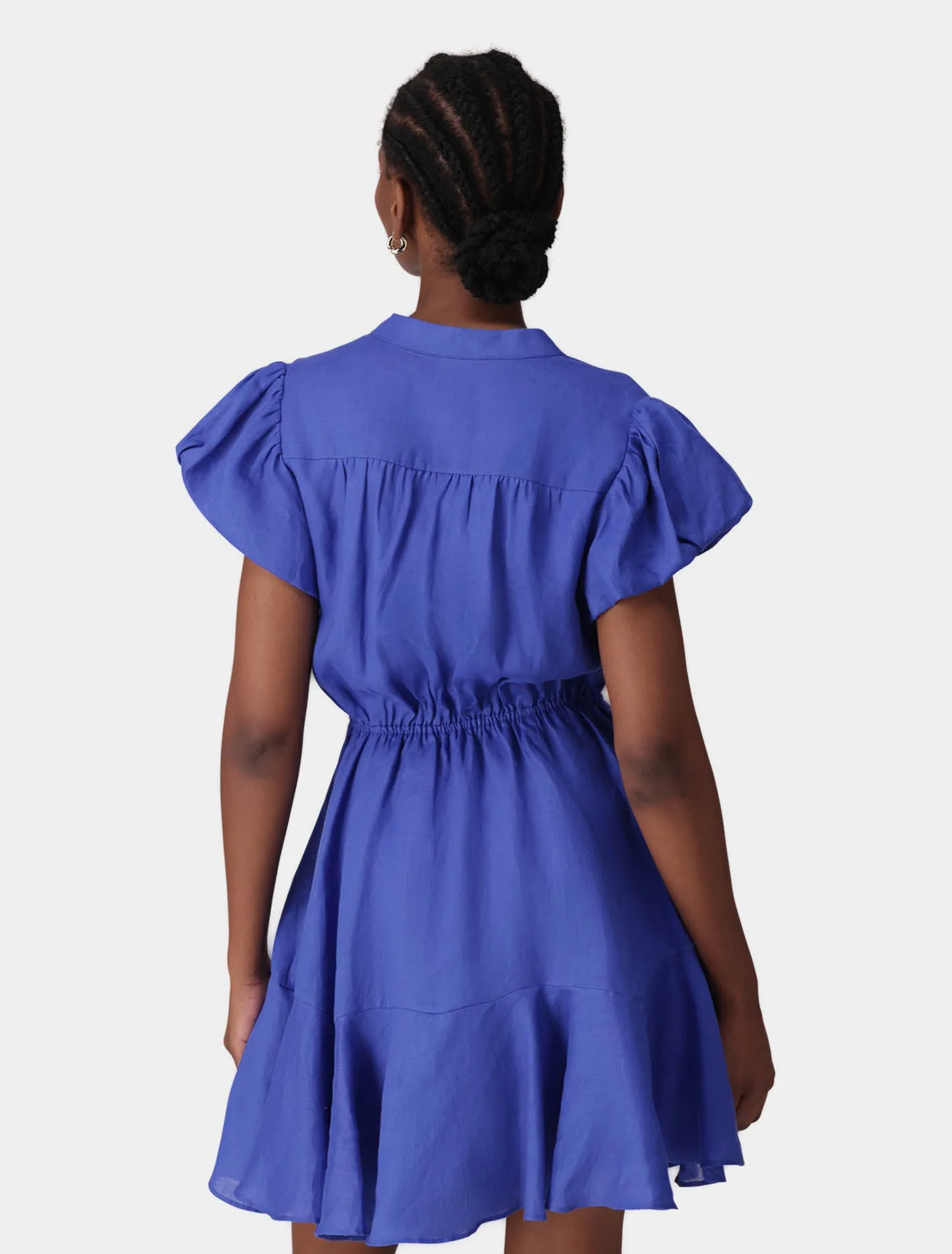 Isabella Puff Sleeve Linen Mini Dress