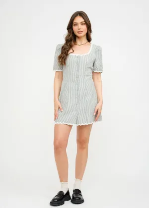 June Striped Shift Mini Dress - Green