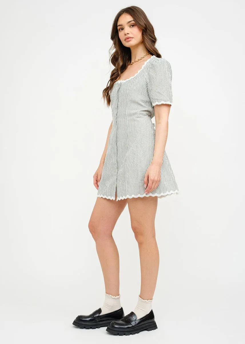 June Striped Shift Mini Dress - Green