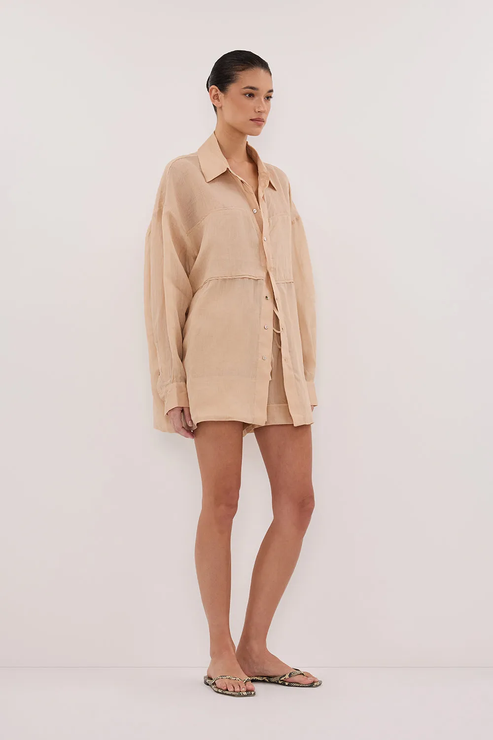 KAI MUSK OVERSIZED RAMIE SLEEVED SHIRT