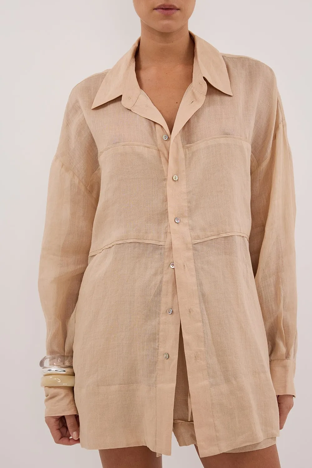 KAI MUSK OVERSIZED RAMIE SLEEVED SHIRT