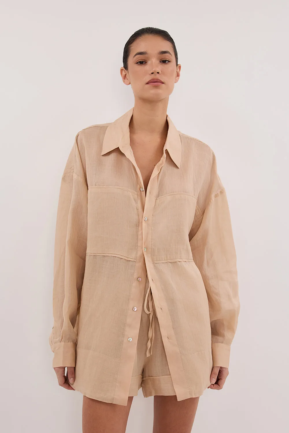 KAI MUSK OVERSIZED RAMIE SLEEVED SHIRT
