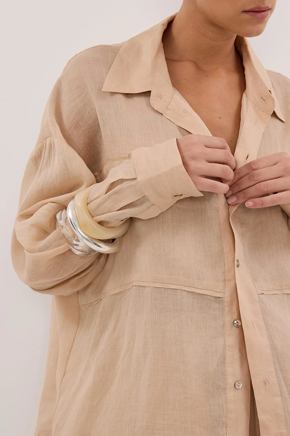 KAI MUSK OVERSIZED RAMIE SLEEVED SHIRT