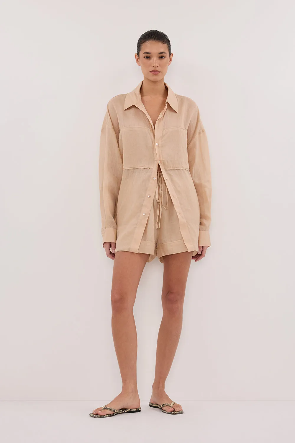 KAI MUSK OVERSIZED RAMIE SLEEVED SHIRT