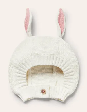 Knitted Bunny Bonnet-Ivory Bunny Ears