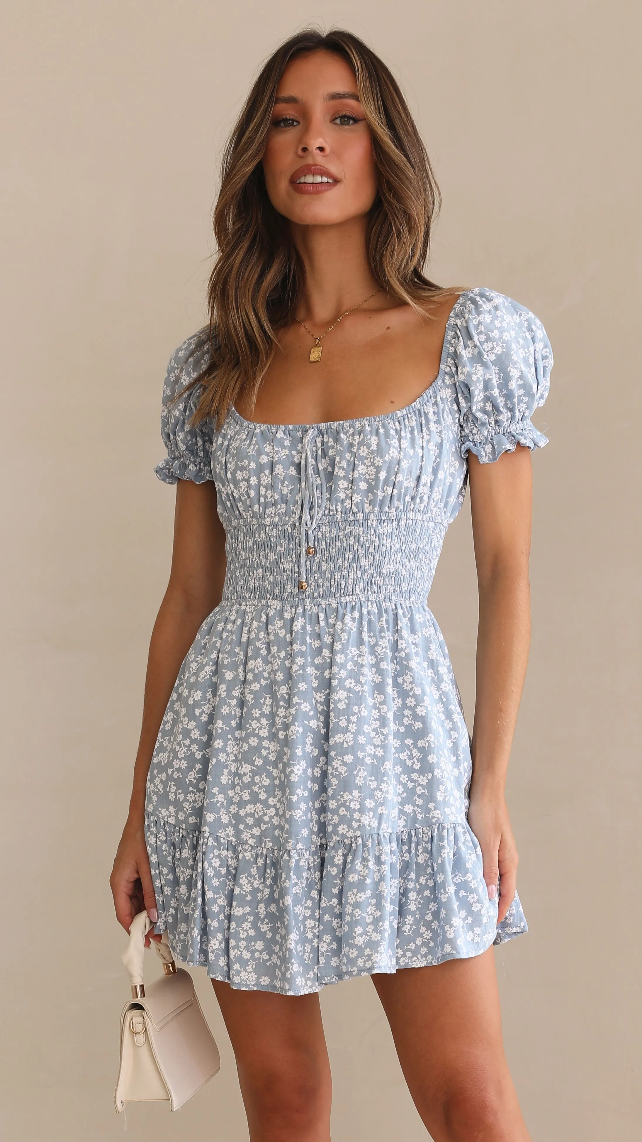 Kori Mini Dress - Blue Floral