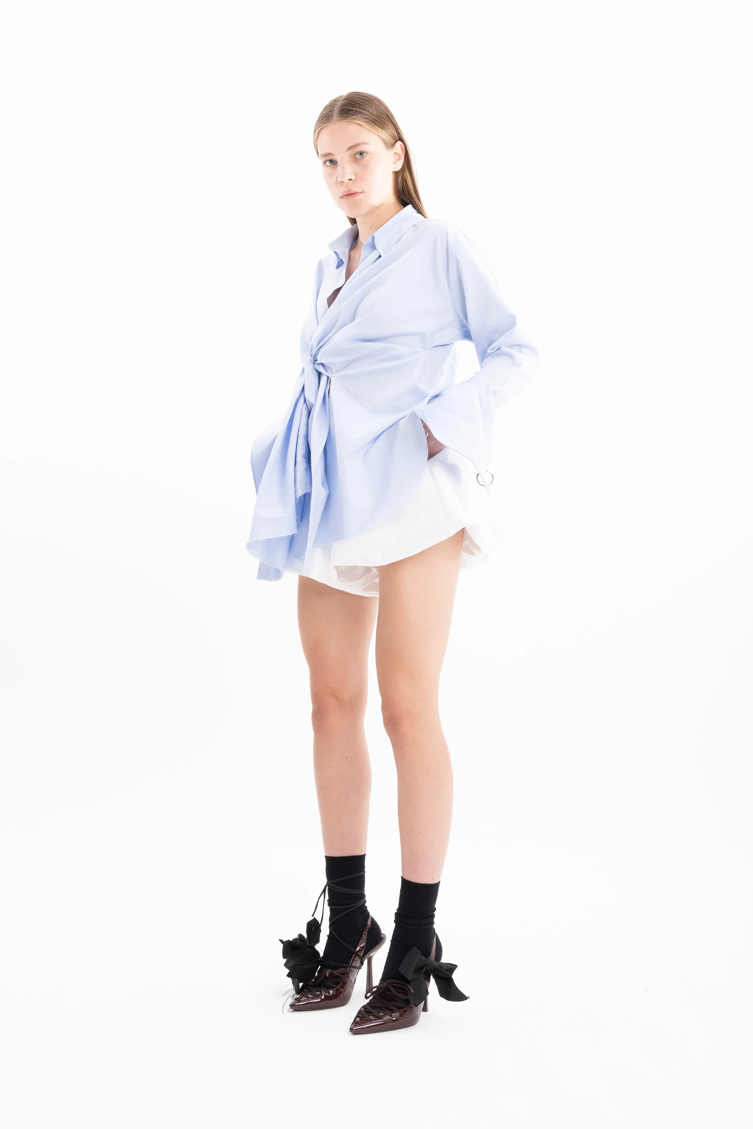 LIGHT BLUE OXFORD WRAP SHIRT