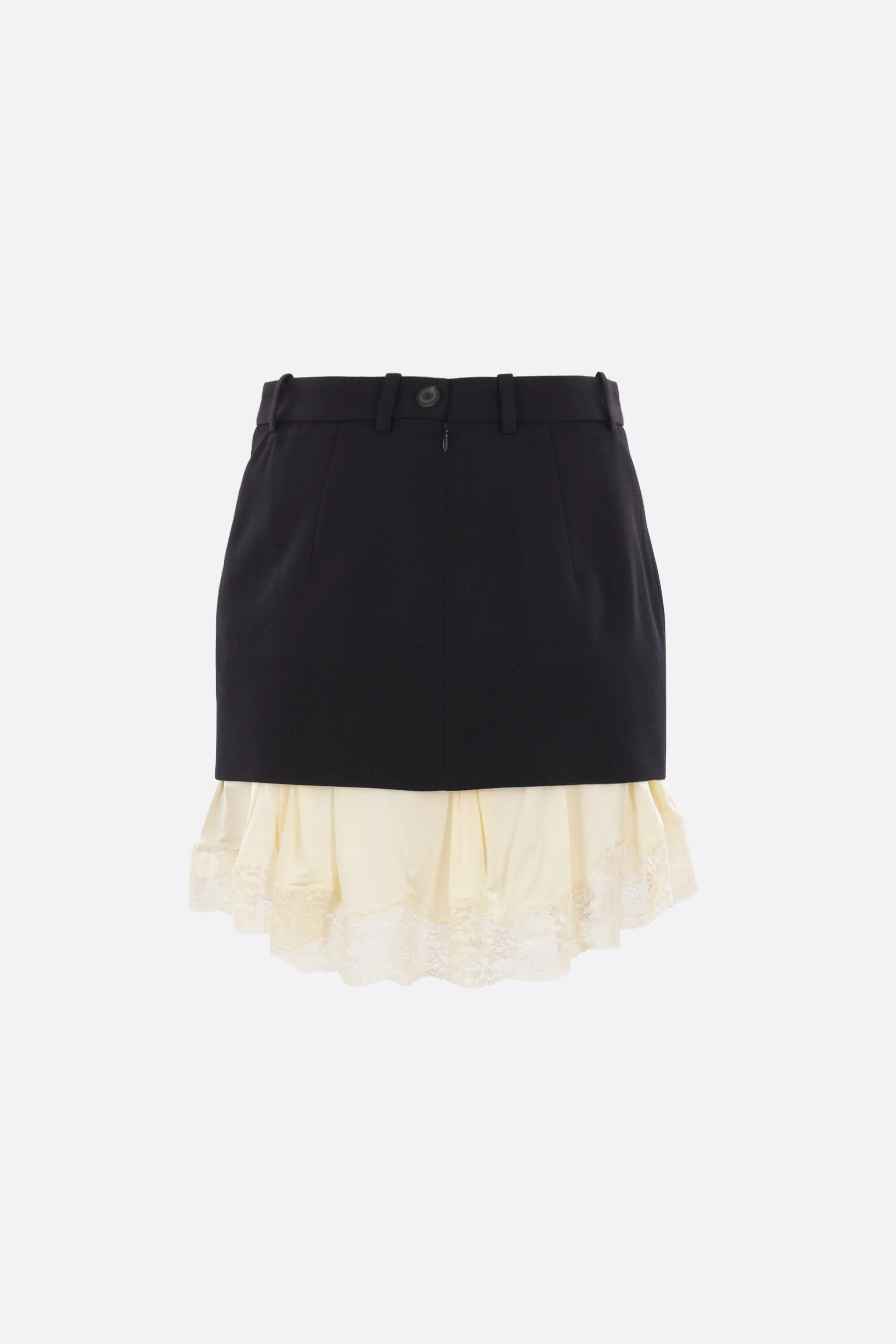 Lingerie mini skirt in wool and lace