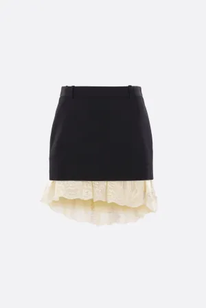 Lingerie mini skirt in wool and lace