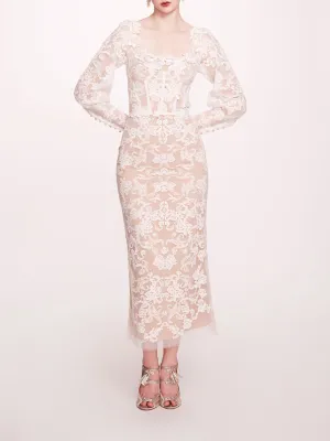 Long Sleeve Corded Midi Dress