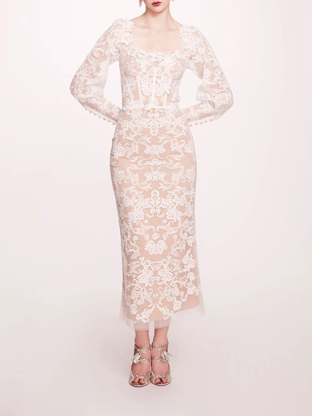 Long Sleeve Corded Midi Dress