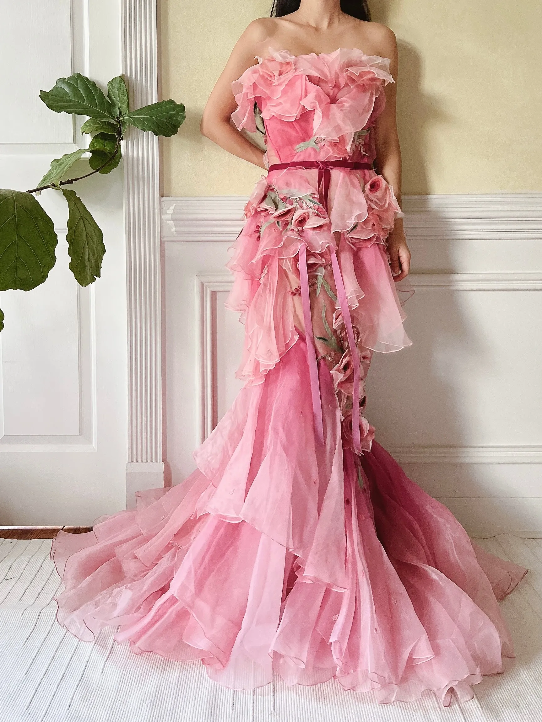 Marchesa Silk Organza Ombre Gown - S/4