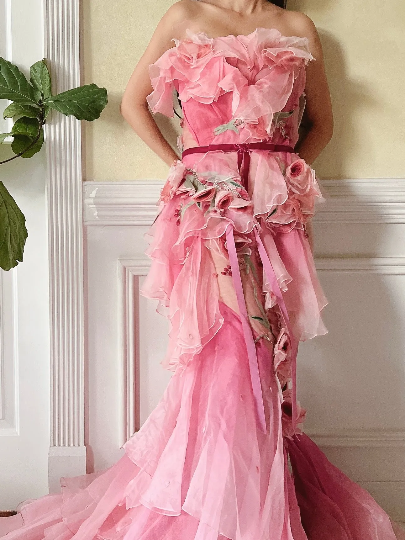 Marchesa Silk Organza Ombre Gown - S/4