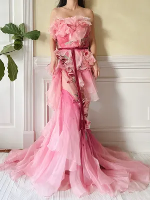 Marchesa Silk Organza Ombre Gown - S/4