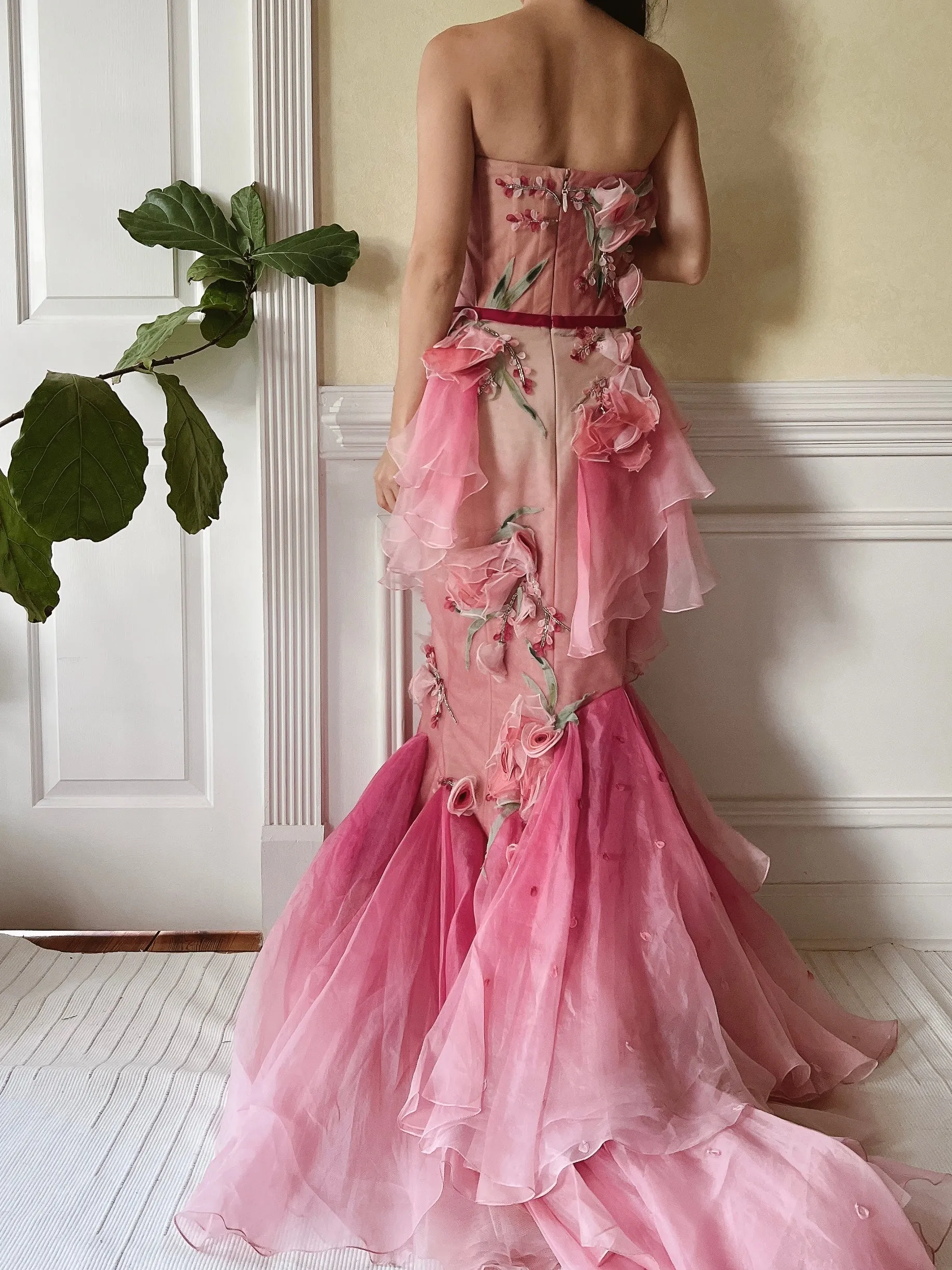 Marchesa Silk Organza Ombre Gown - S/4