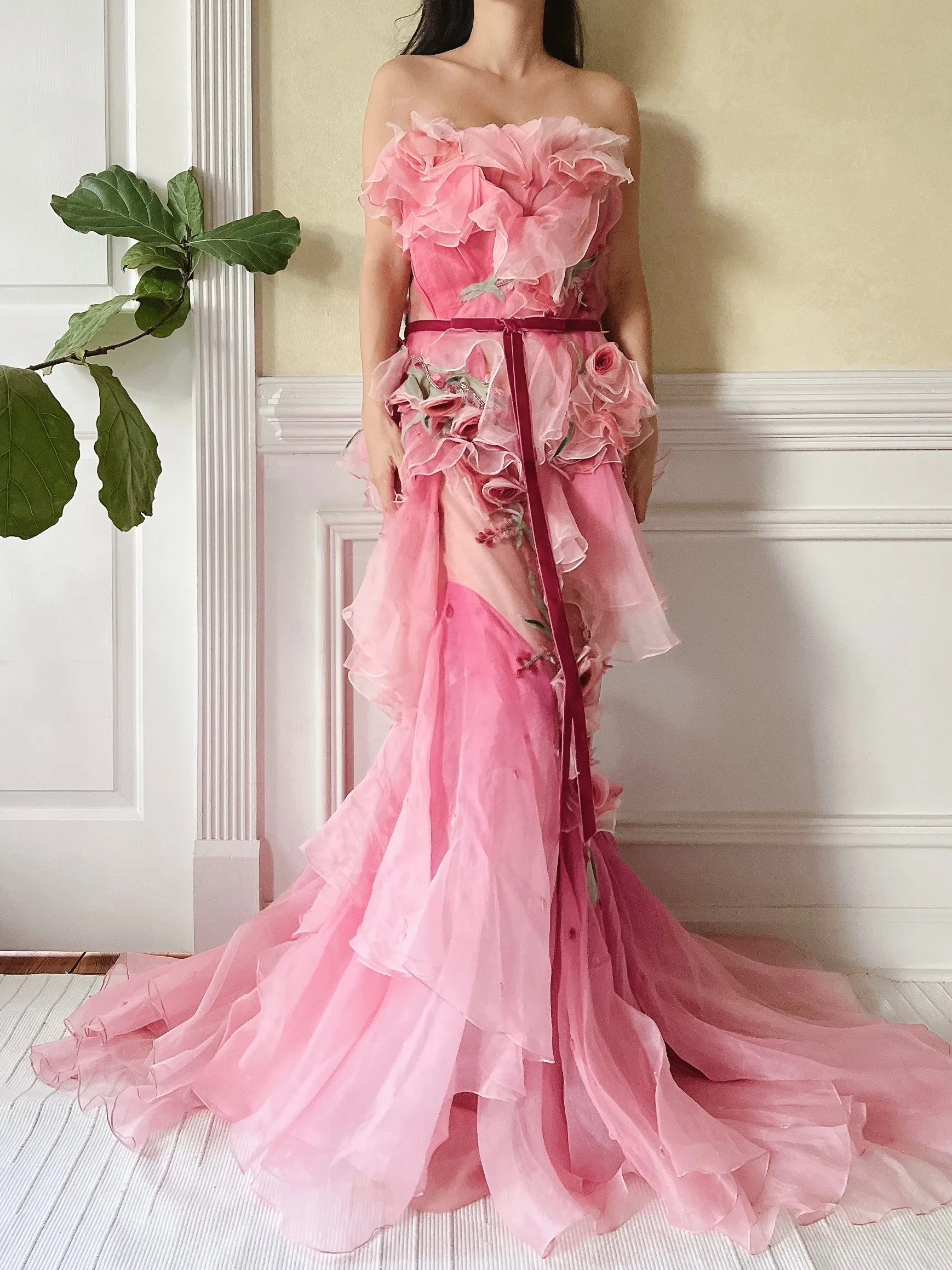 Marchesa Silk Organza Ombre Gown - S/4
