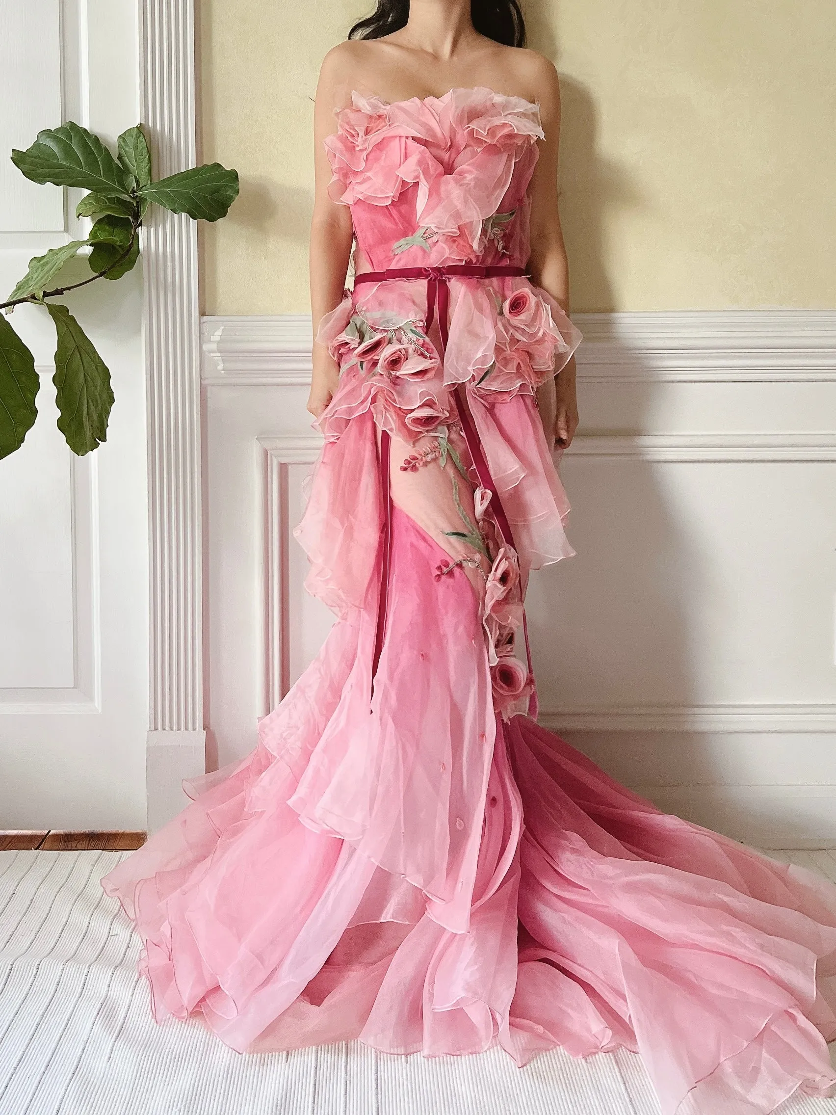 Marchesa Silk Organza Ombre Gown - S/4