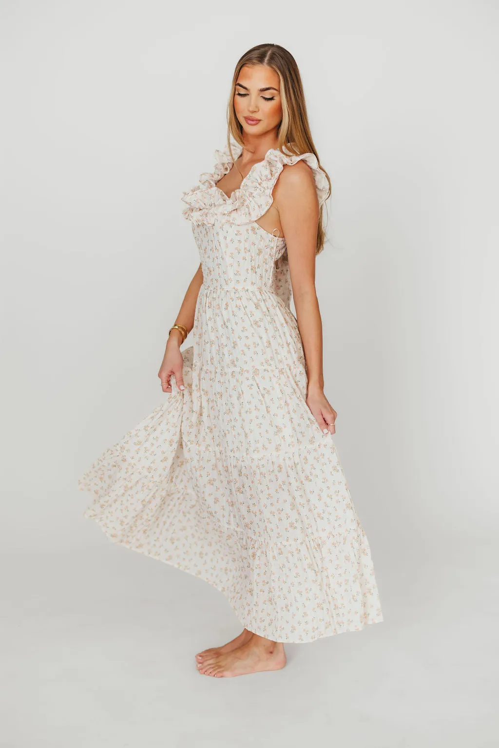 Margot Maxi Dress in Peach Floral