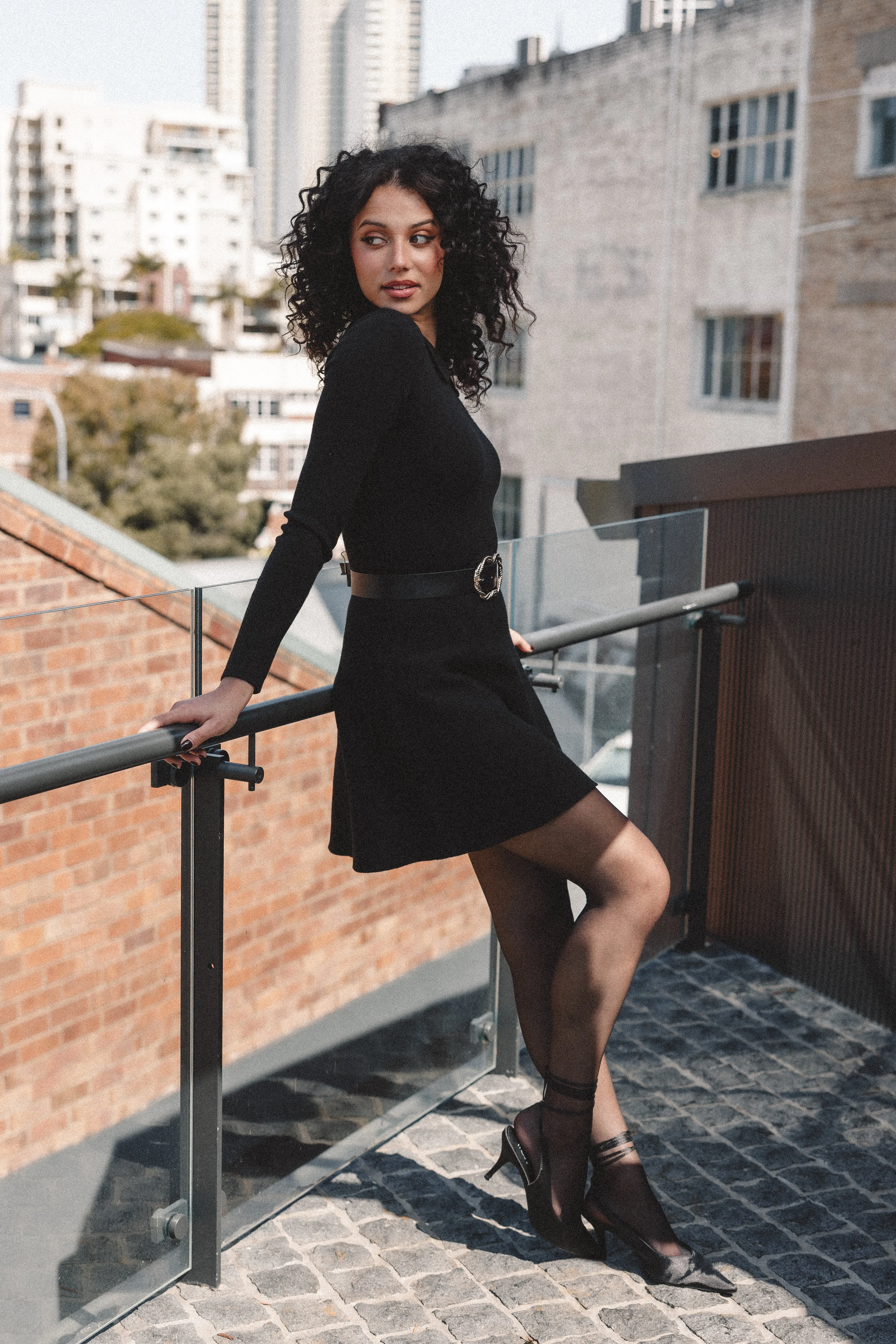 Marianne Long Sleeve Mini Dress - Black