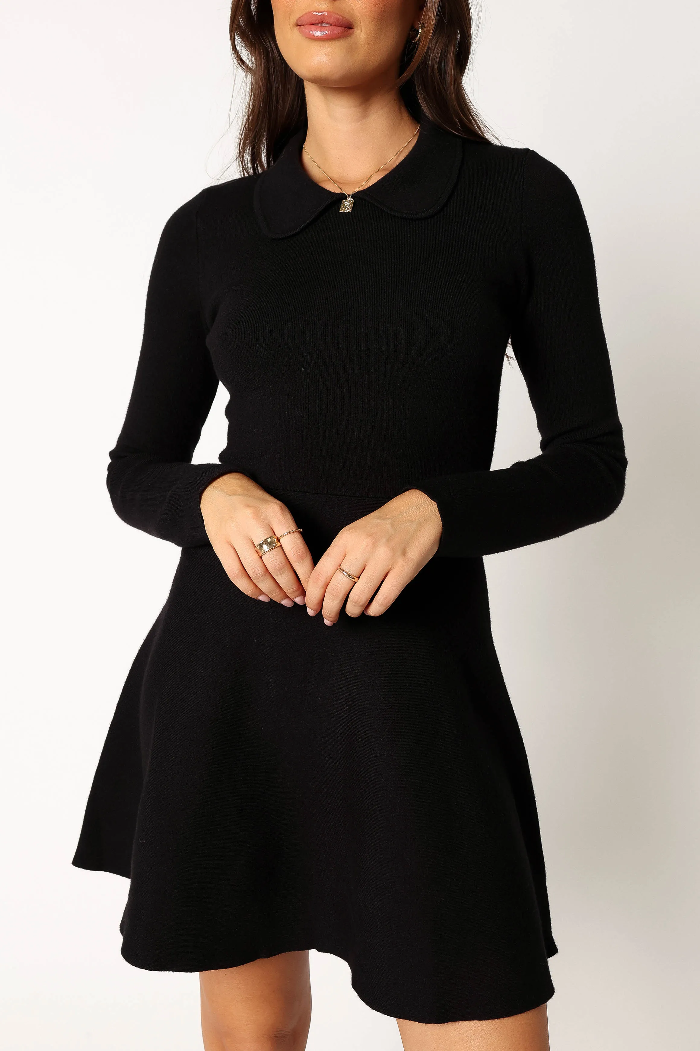 Marianne Long Sleeve Mini Dress - Black