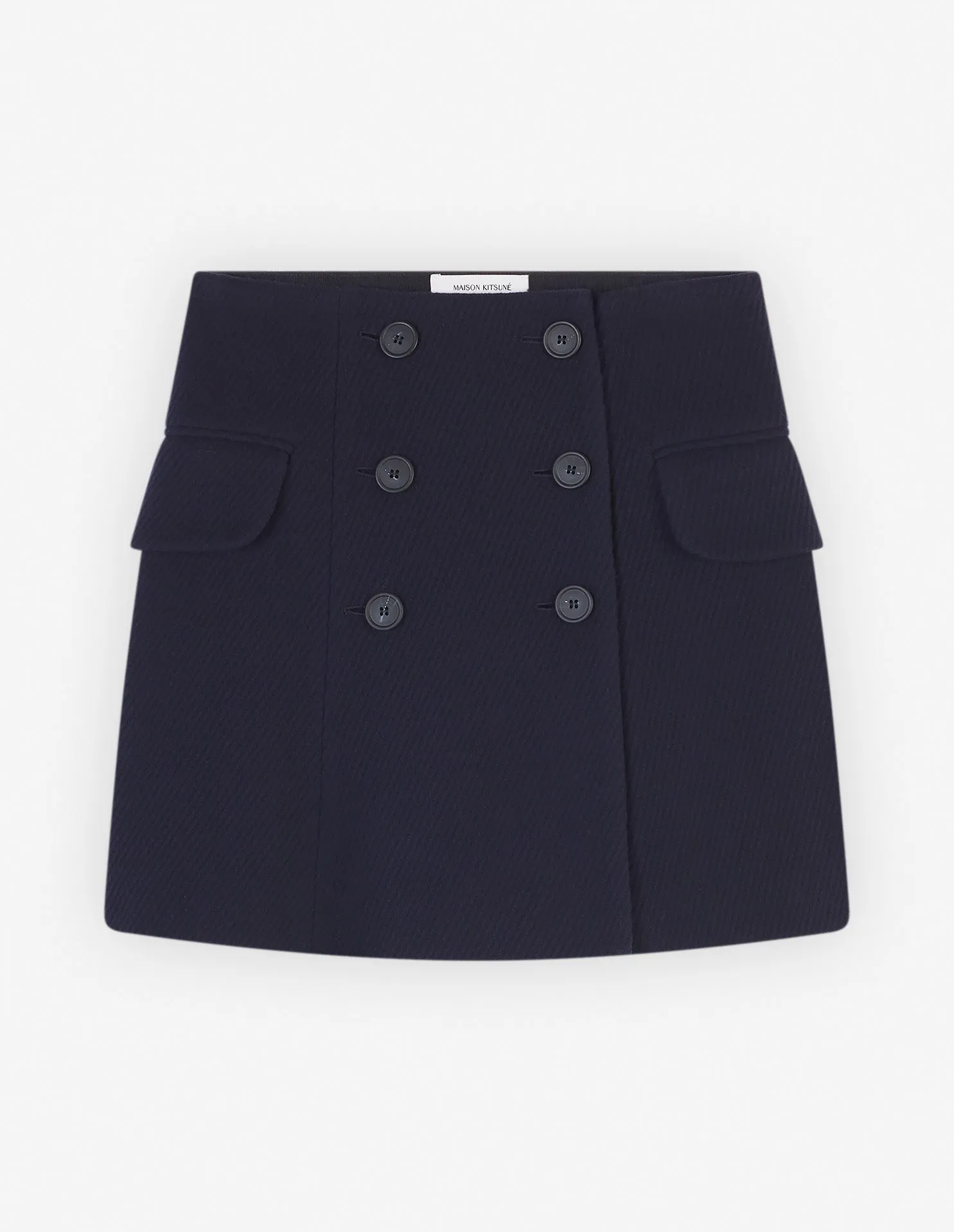 Mini A-line Wrap Skirt In Texturised Wool Blend Tw Ink Blue