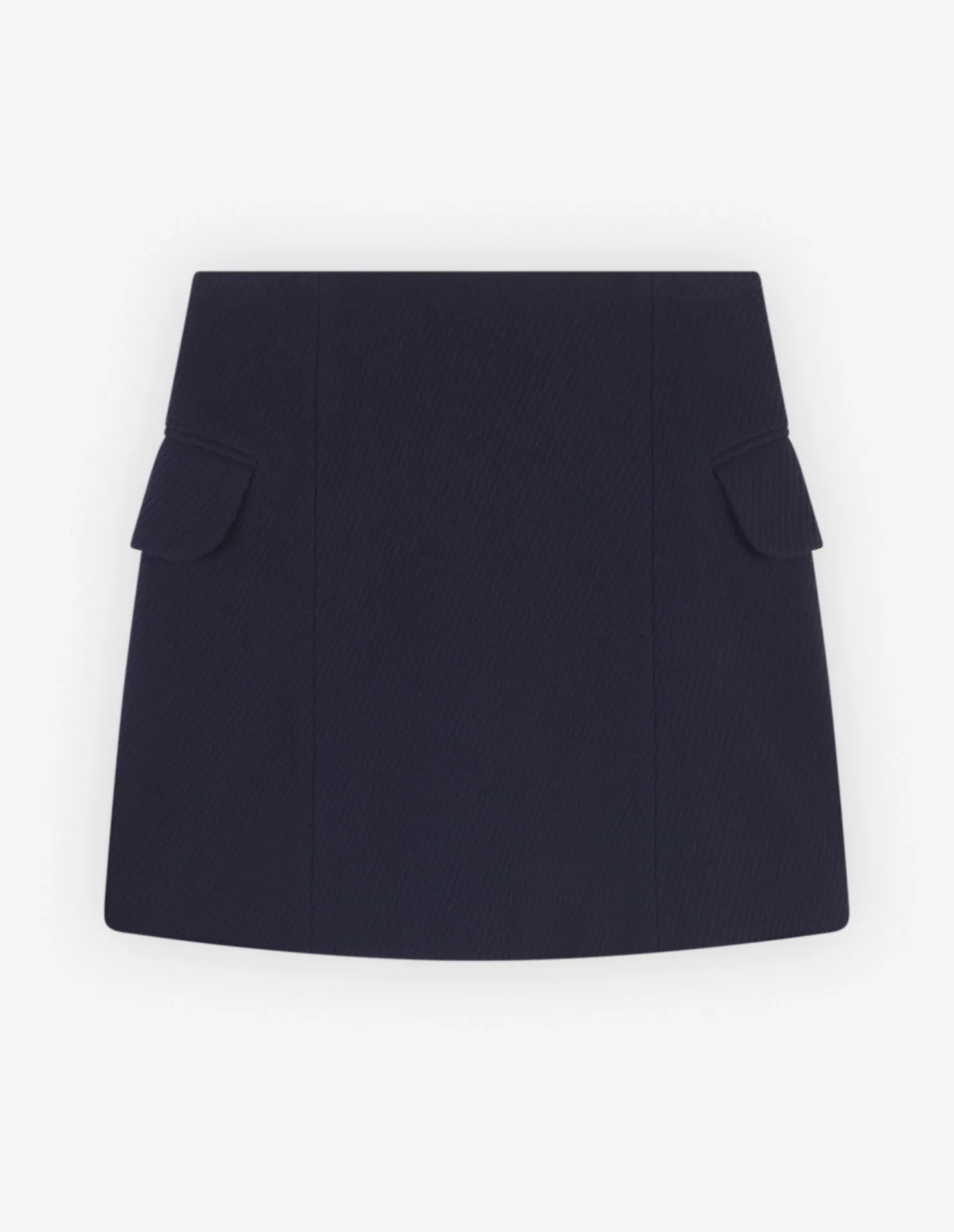 Mini A-line Wrap Skirt In Texturised Wool Blend Tw Ink Blue