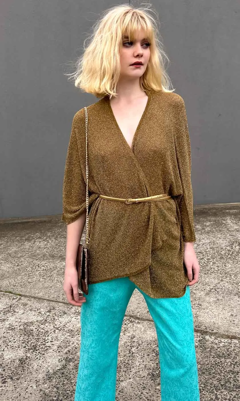 Momoni Drape Lurex Knitted Cardigan