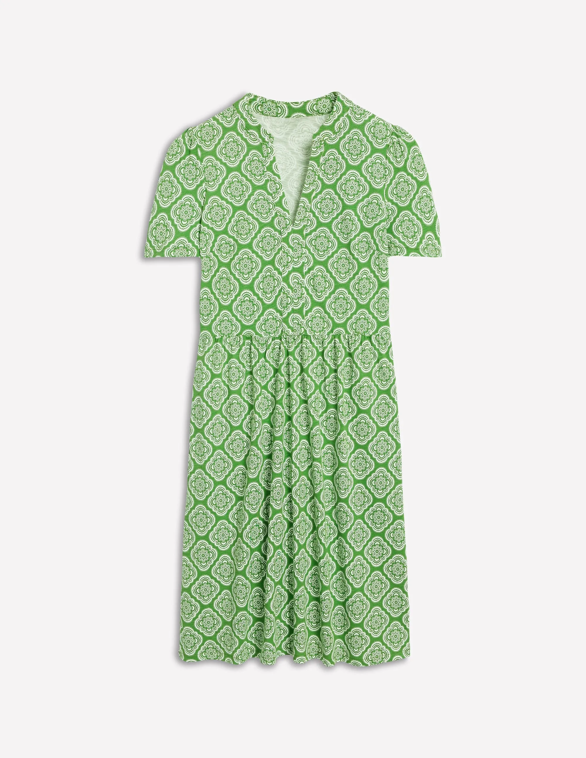 Naomi Short Sleeve Dress-Paradise Green. Botanic Blush