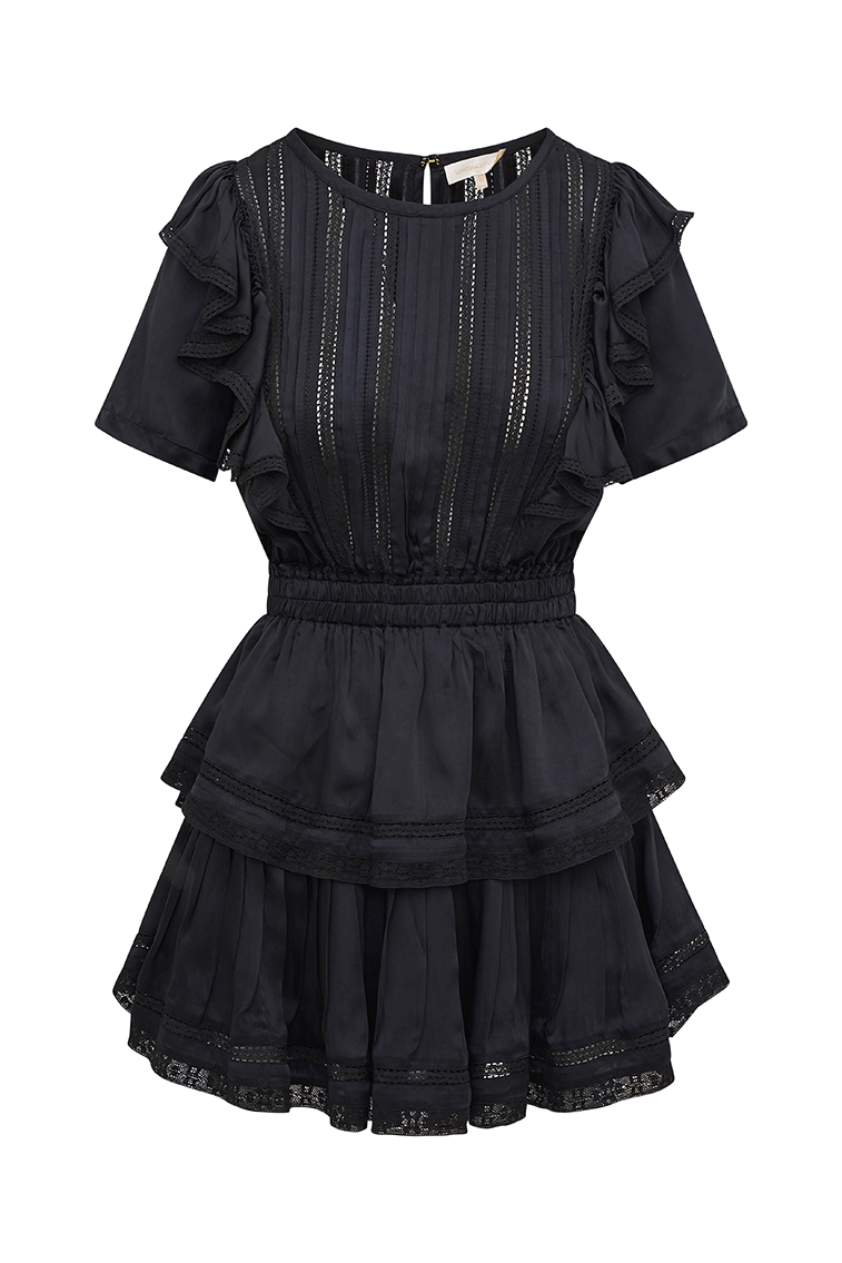 Natasha Heritage Mini Dress - BLACK