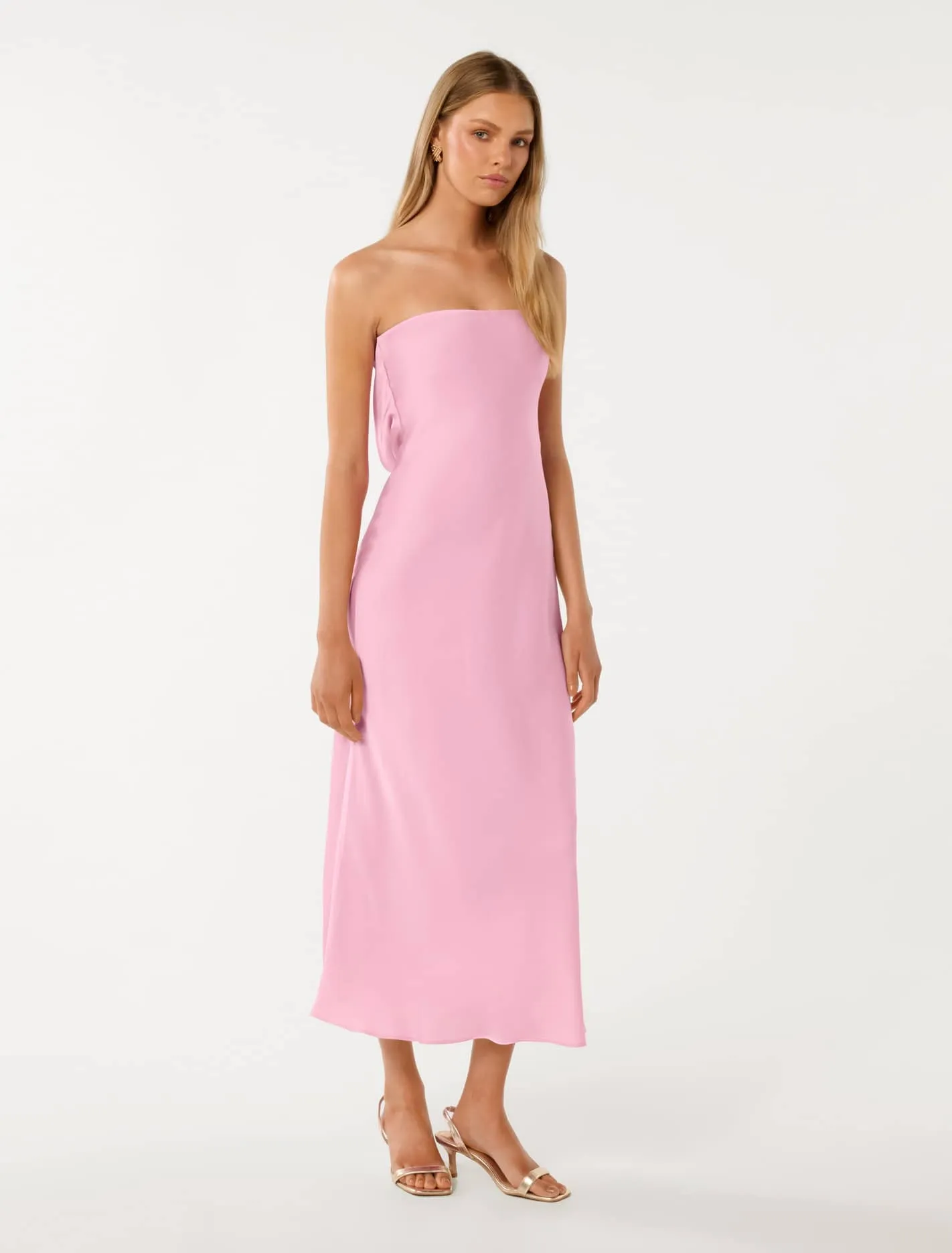 Nicola Strapless Satin Maxi Dress