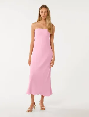 Nicola Strapless Satin Maxi Dress