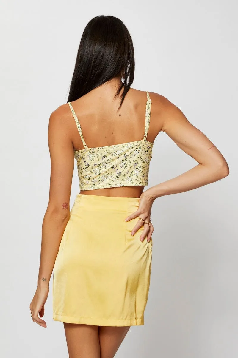 Orange Mini Skirt Split